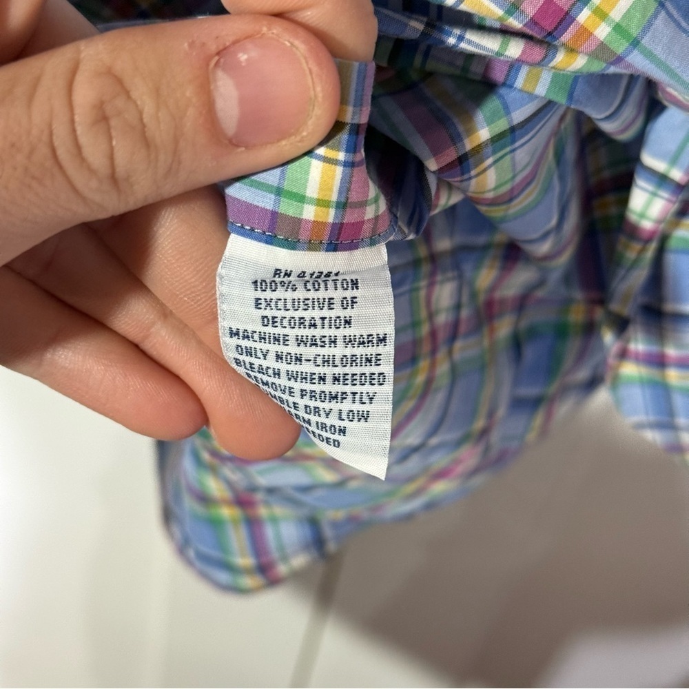 Polo Ralph Lauren Pastel Plaid Button Down Shirt Size Large Multicolor Preppy - Picture 10 of 10